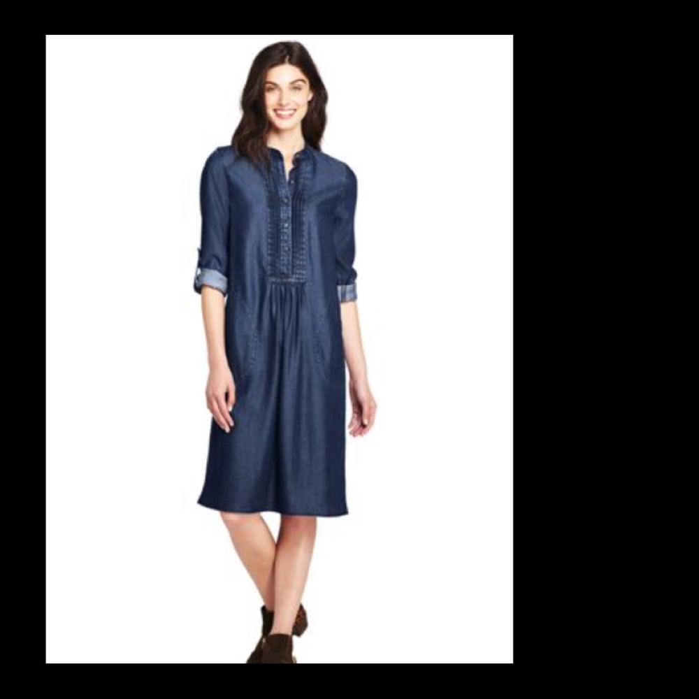 NEW Lands’ End Indigo Denim Bib Dress